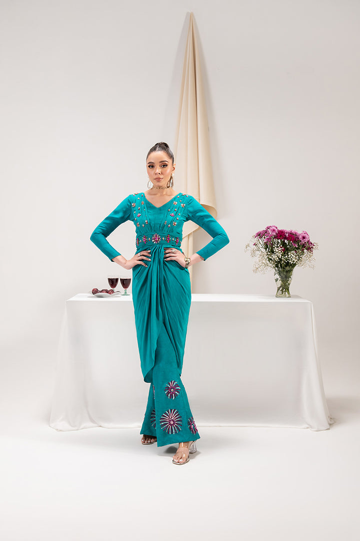 Maria Osama Khan | Tiffany Formals | Aquamarine - by - Libasekhas UK - Registered Vendor of : Maria Osama Khan - 100% Original Designer Dresss