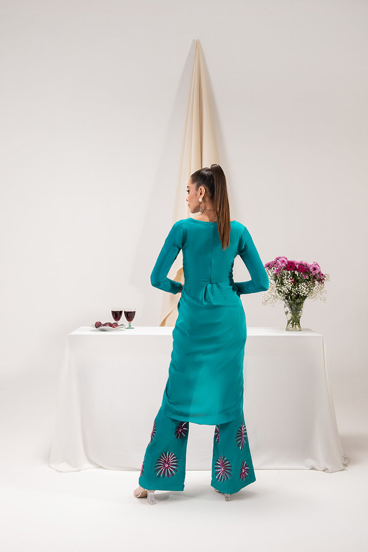 Maria Osama Khan | Tiffany Formals | Aquamarine - by - Libasekhas UK - Registered Vendor of : Maria Osama Khan - 100% Original Designer Dresss