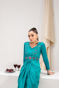 Maria Osama Khan | Tiffany Formals | Aquamarine - by - Libasekhas UK - Registered Vendor of : Maria Osama Khan - 100% Original Designer Dresss