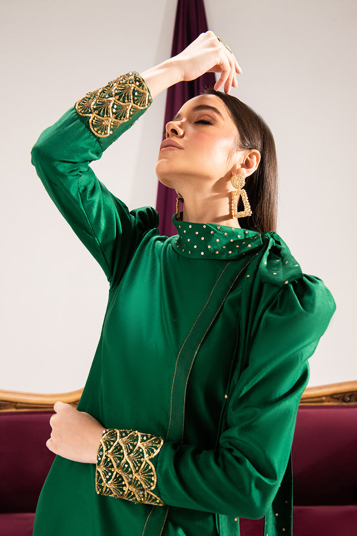 Maria Osama Khan | Tiffany Formals | Emerald - by - Libasekhas UK - Registered Vendor of : Maria Osama Khan - 100% Original Designer Dresss