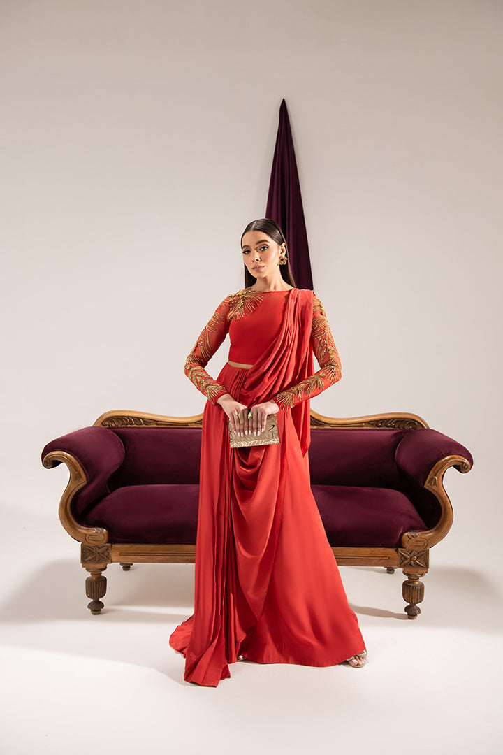 Maria Osama Khan | Tiffany Formals | Carnelian - by - Libasekhas UK - Registered Vendor of : Maria Osama Khan - 100% Original Designer Dresss