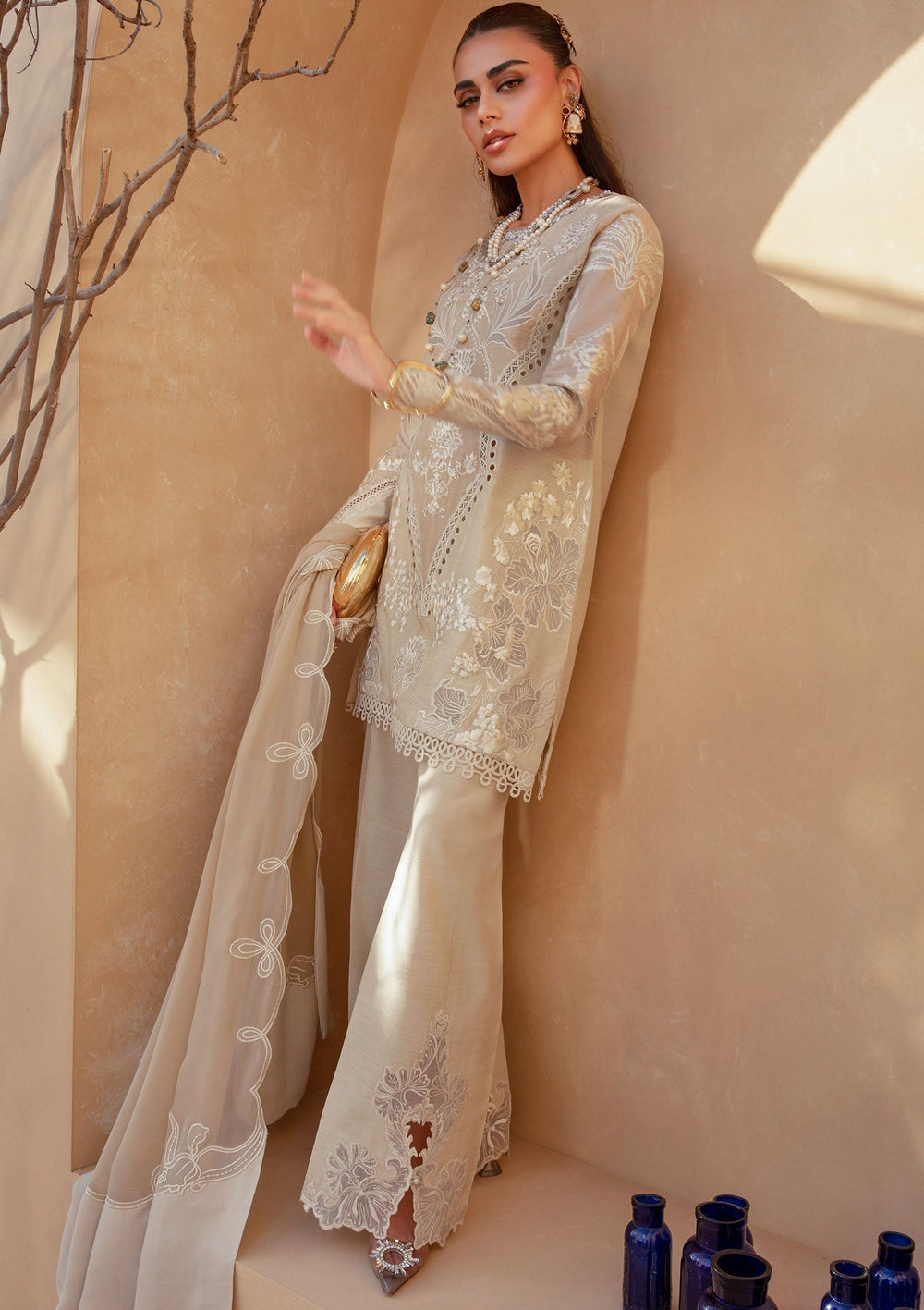 Saira Shakira | Rosea Casual Pret 25 | Latte Glow - by Libasekhas UK - Registered Vendor of : Saira Shakira - 100% Original Designer Dress