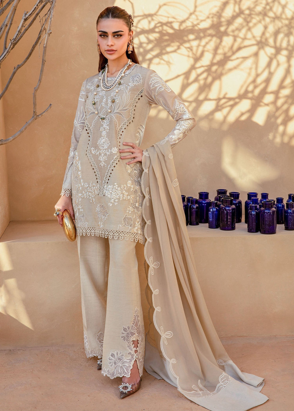 Saira Shakira | Rosea Casual Pret 25 | Latte Glow - by Libasekhas UK - Registered Vendor of : Saira Shakira - 100% Original Designer Dress
