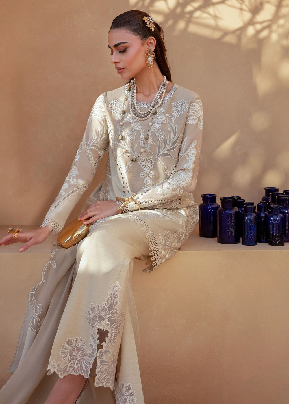 Saira Shakira | Rosea Casual Pret 25 | Latte Glow - by Libasekhas UK - Registered Vendor of : Saira Shakira - 100% Original Designer Dress