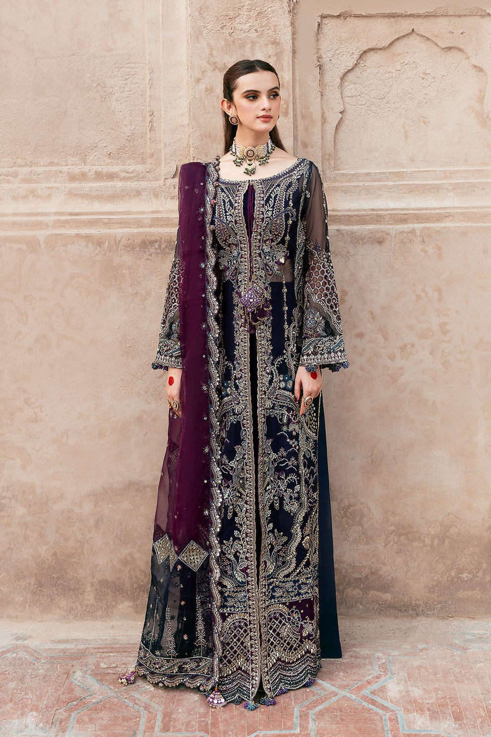 Shagna | Mehfil Festive Formals | SF-09-NEEL - by Libasekhas UK - Registered Vendor of : Ramsha - 100% Original Designer Dress