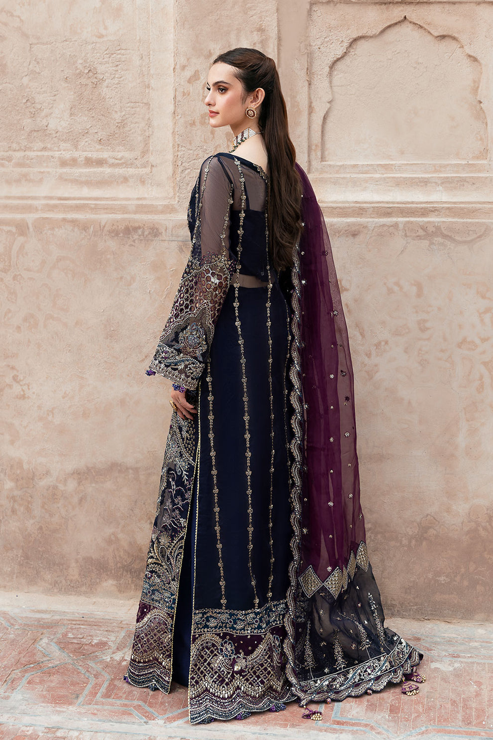 Shagna | Mehfil Festive Formals | SF-09-NEEL - by Libasekhas UK - Registered Vendor of : Ramsha - 100% Original Designer Dress