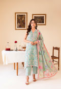 Faiza Faisal | FNF Printed Lawn | MINT DAISY - by Libasekhas UK - Registered Vendor of : Faiza Faisal - 100% Original Designer Dress