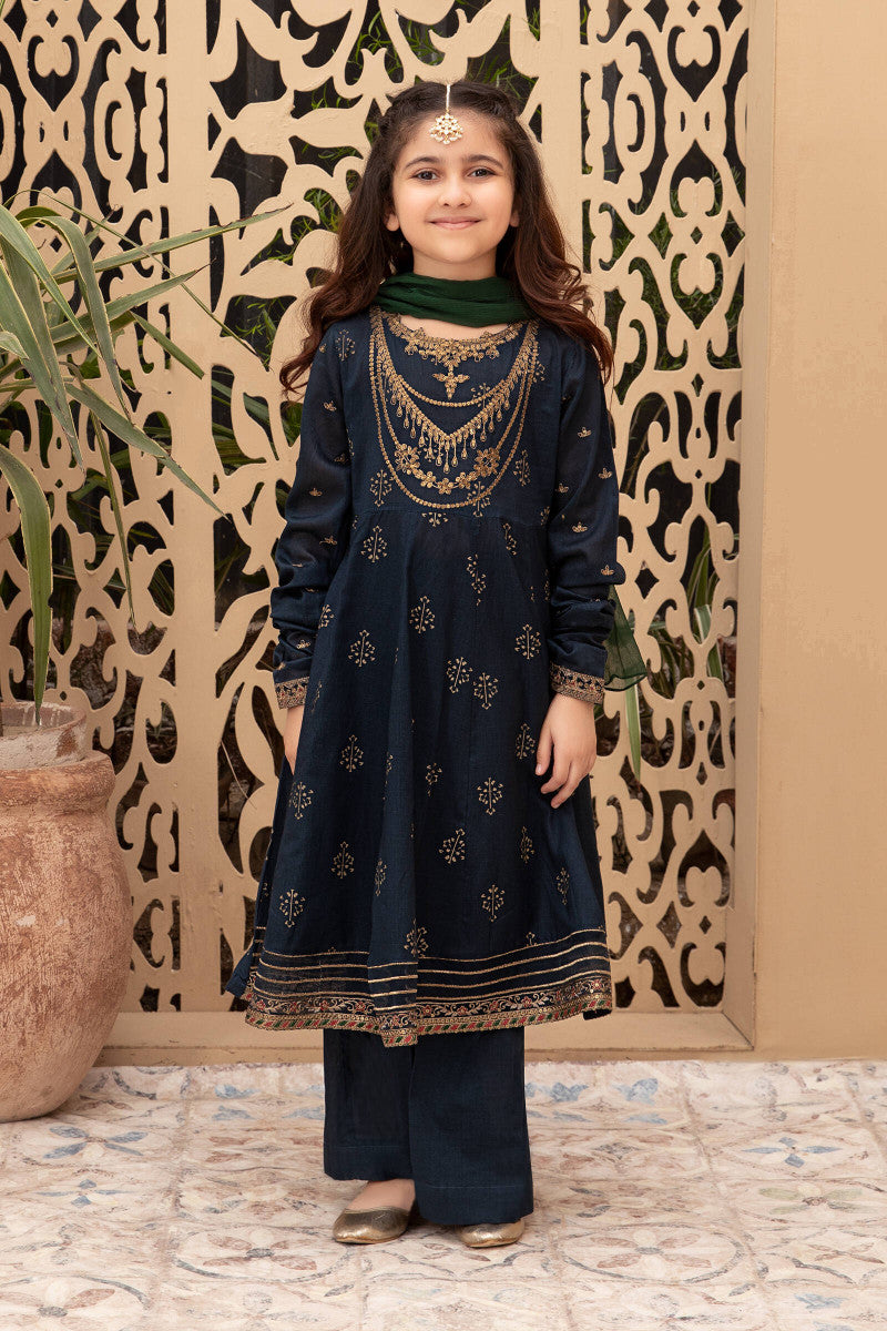 kids-clothes-mkd-ef21-23r1-teal-blue by Maria B Kids - Designer Dress  - Type : KidsClothes - Available at Libasekhas UK - 100% Original 