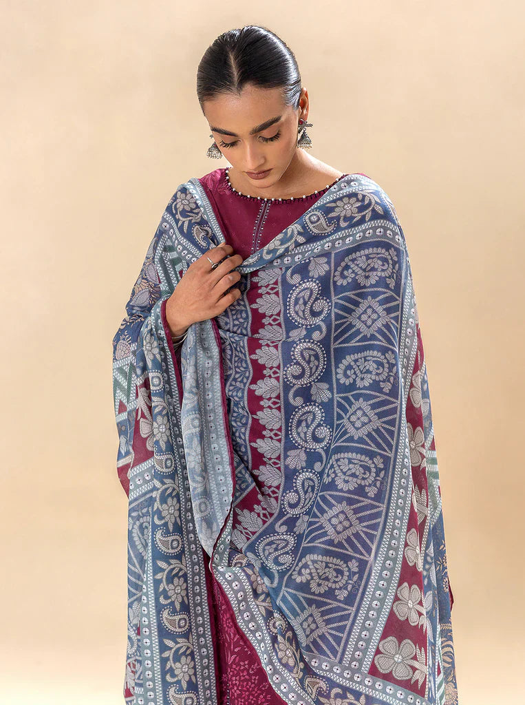 Morbagh | Lawn Collection 24 | WINE WARMTH - by - Libasekhas UK - Registered Vendor of : Morbagh - 100% Original Designer Dresss