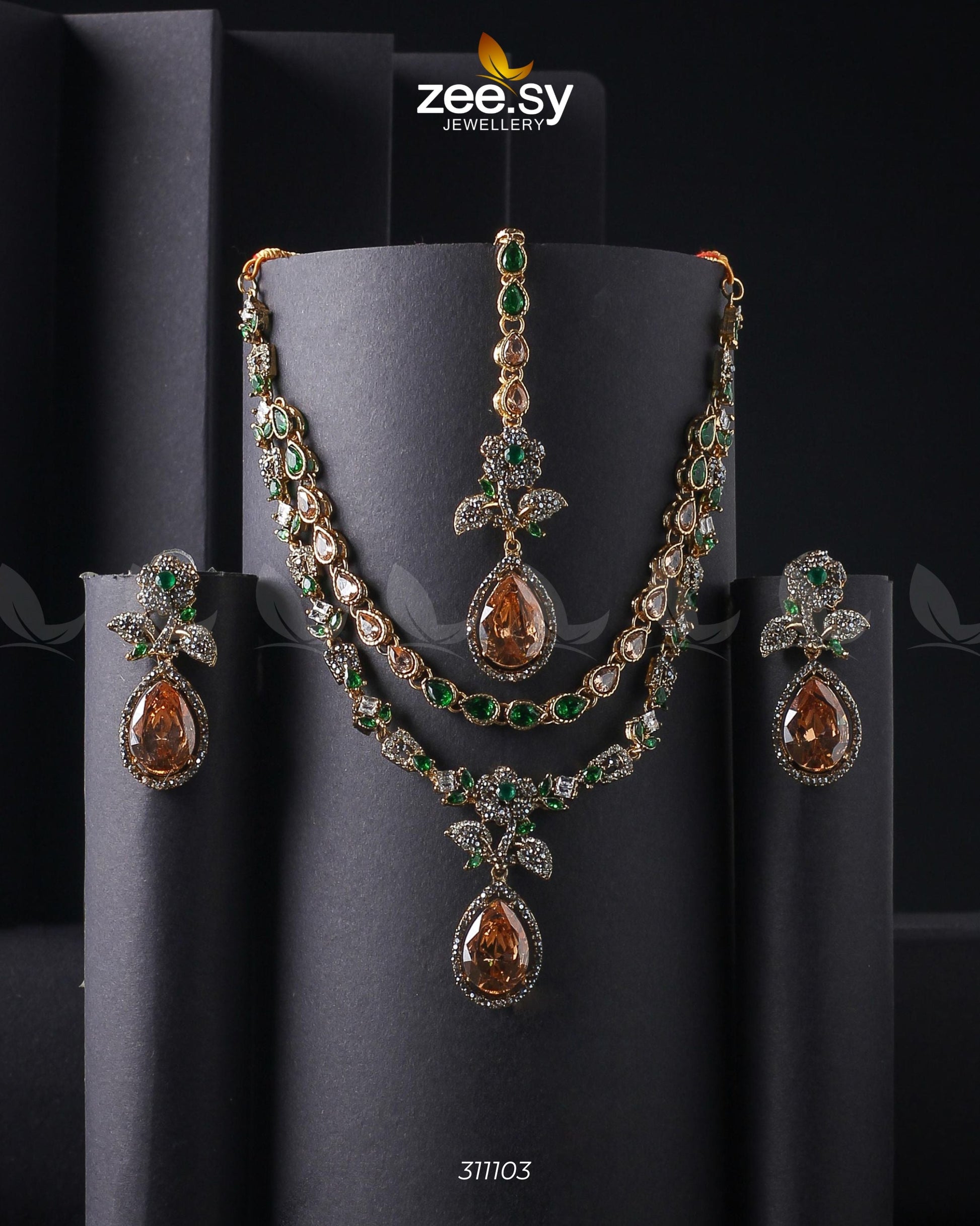 Amelia Necklace Set - by - Libasekhas UK - Registered Vendor of : Zeesy - 100% Original Designer Dresss