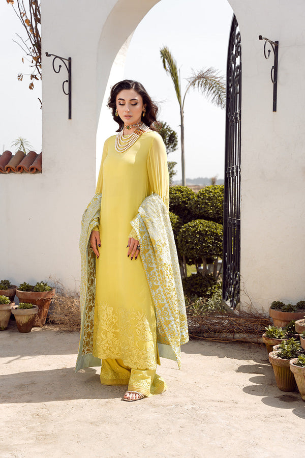 Nilofer Shahid | Verve Summer 24 | Evara (3pc)  Verve SS 24 - by - Libasekhas UK - Registered Vendor of : Nilofer Shahid - 100% Original Designer Dresss