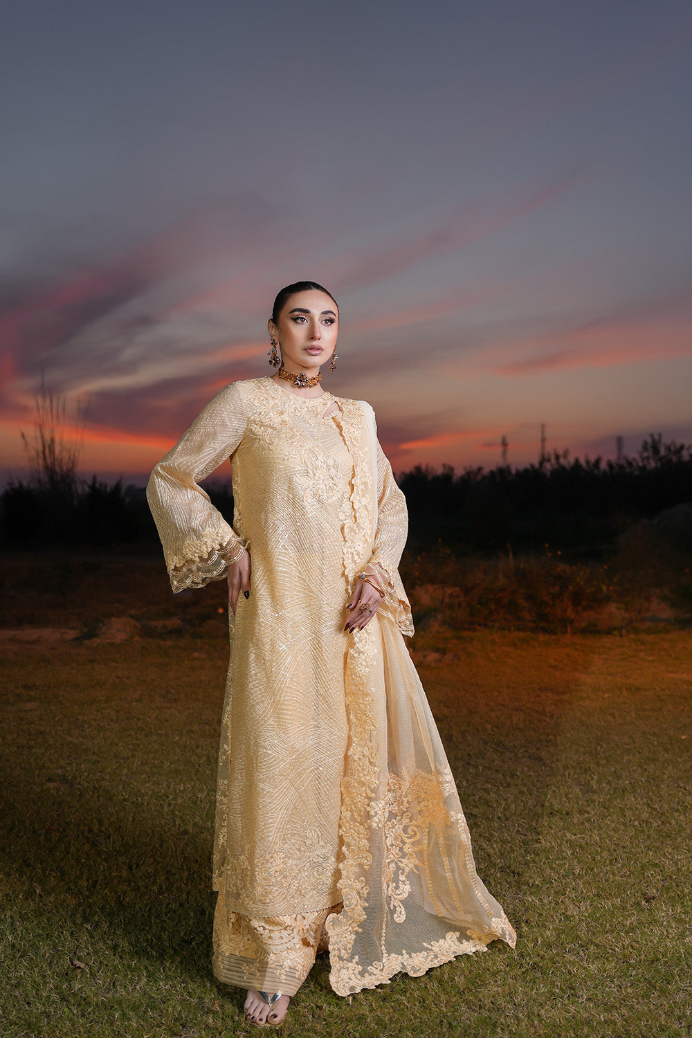 Nilofer Shahid | Verve Summer 24 | Irina  Verve SS 24 - by - Libasekhas UK - Registered Vendor of : Nilofer Shahid - 100% Original Designer Dresss