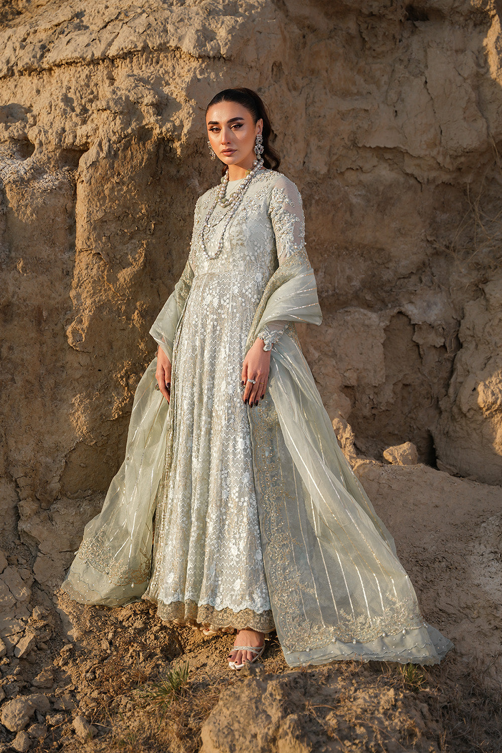 Nilofer Shahid | Verve Summer 24 | Mavi  Verve SS 24 - by - Libasekhas UK - Registered Vendor of : Nilofer Shahid - 100% Original Designer Dresss