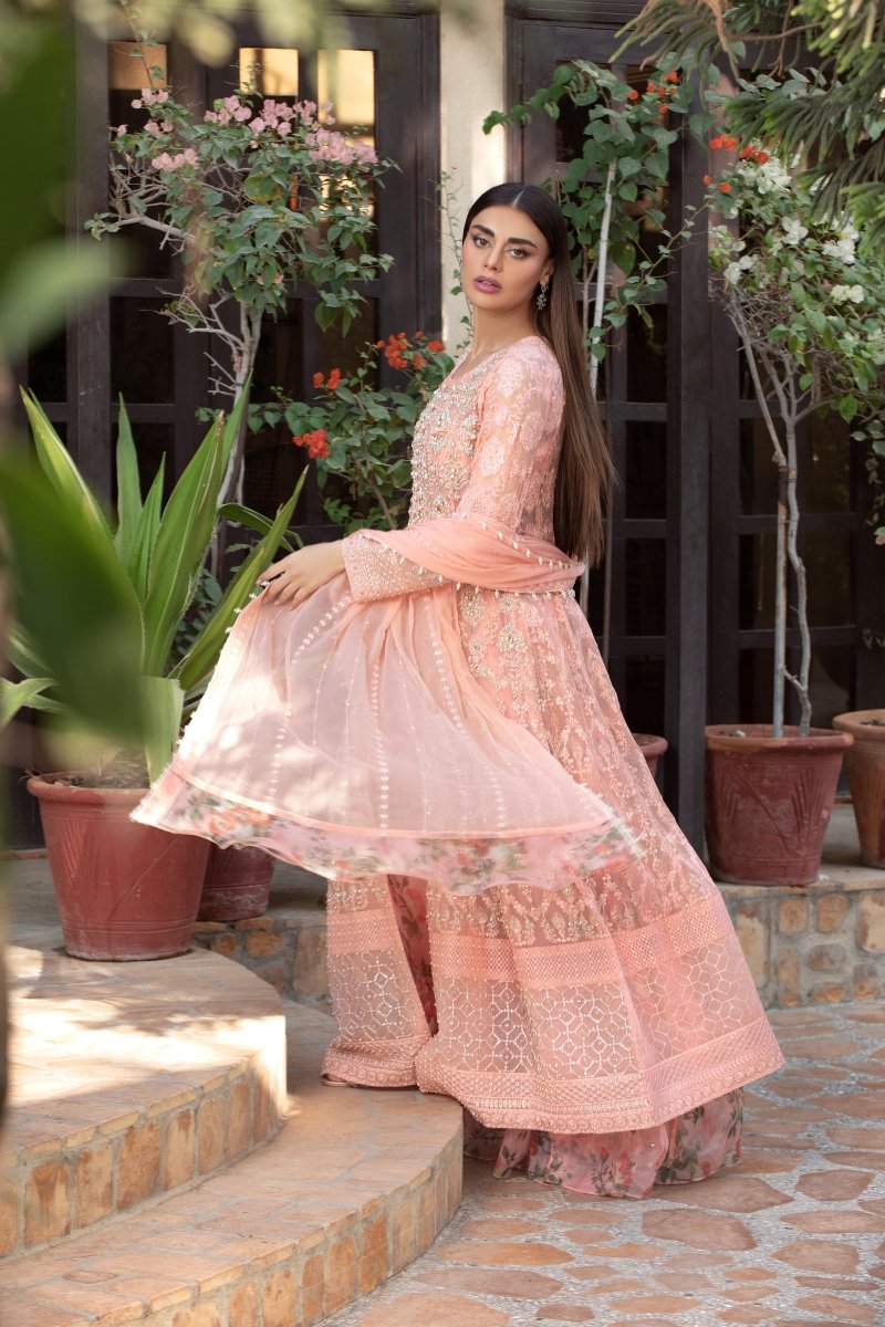 Panache | Pret | Peachy Blossom - by - Libasekhas UK - Registered Vendor of : Panache By Mona - 100% Original Designer Dresss
