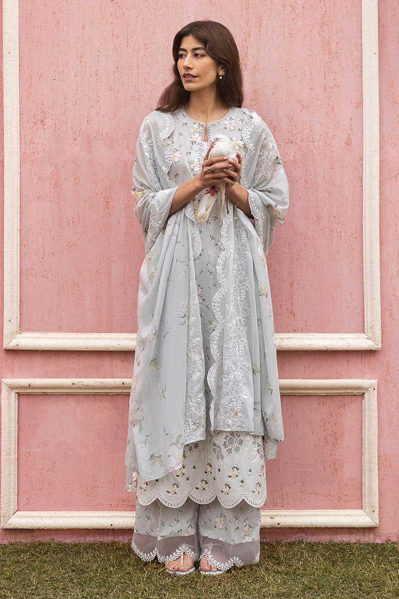Cross Stitch | Premium Lawn 25 | GRAY FROST - by - Libasekhas UK - Registered Vendor of : Cross Stitch - 100% Original Designer Dresss