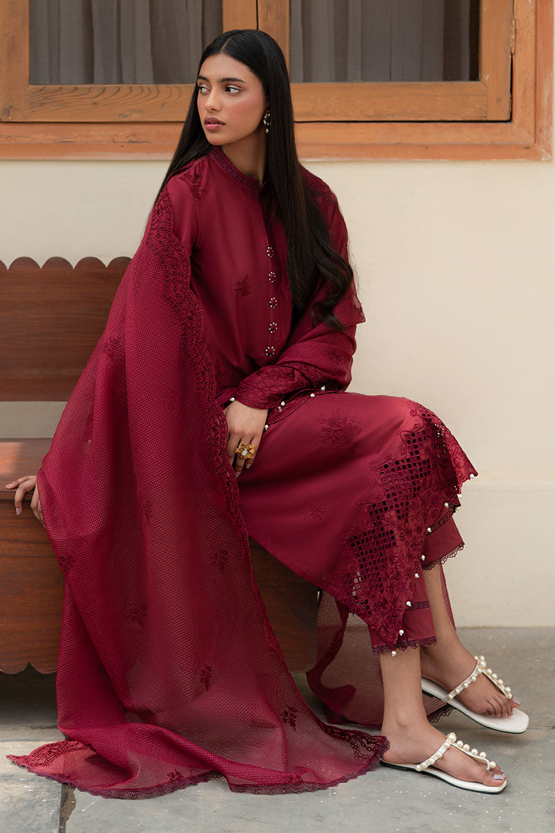 Cross Stitch | Mahiri Lawn 25 | RUBY GLINT - by - Libasekhas UK - Registered Vendor of : Cross Stitch - 100% Original Designer Dresss