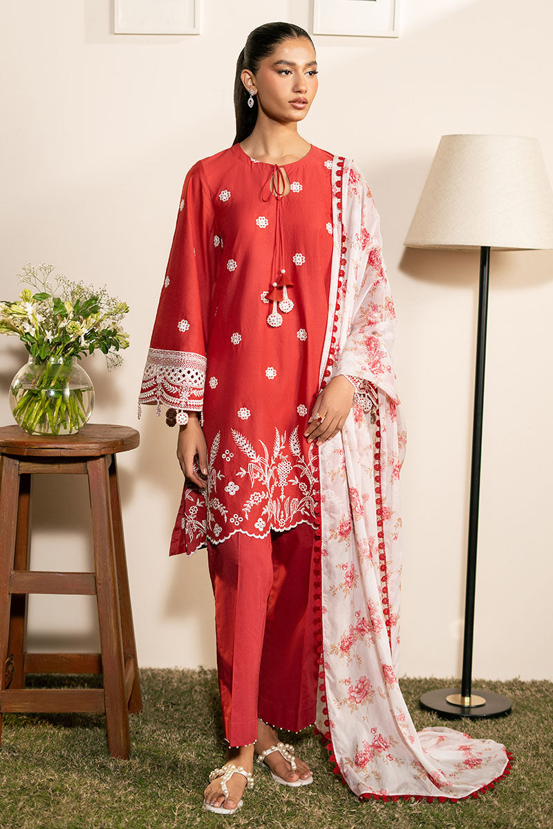 Cross Stitch | Mahiri Lawn 25 | SCARLET GARDEN - by - Libasekhas UK - Registered Vendor of : Cross Stitch - 100% Original Designer Dresss
