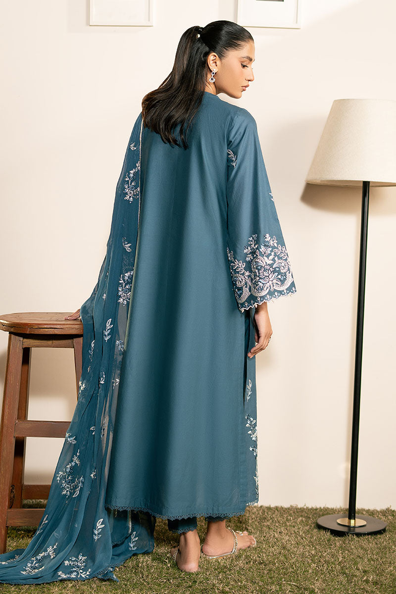 Cross Stitch | Mahiri Lawn 25 | TEAL SERENITY - by - Libasekhas UK - Registered Vendor of : Cross Stitch - 100% Original Designer Dresss