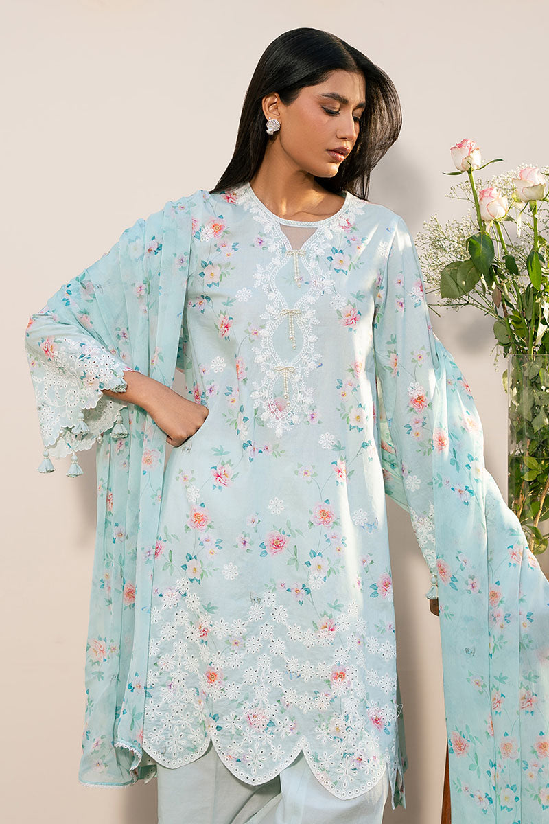 Cross Stitch | Mahiri Lawn 25 | AQUA DEW - by - Libasekhas UK - Registered Vendor of : Maria B - 100% Original Designer Dresss