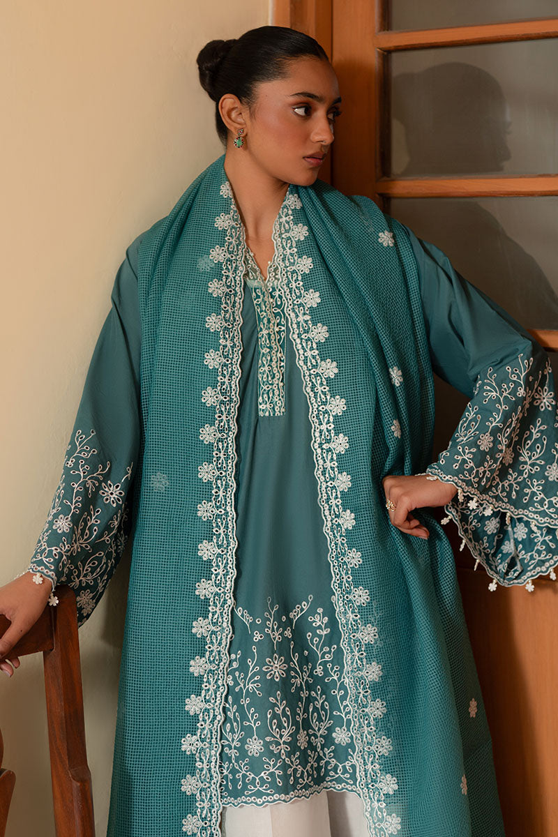 Cross Stitch | Mahiri Lawn 25 | TEAL DREAM - by - Libasekhas UK - Registered Vendor of : Cross Stitch - 100% Original Designer Dresss