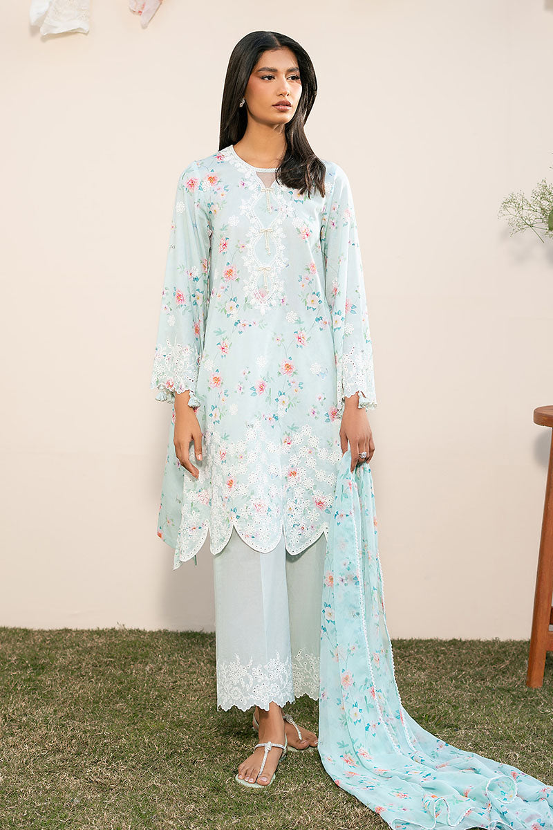 Cross Stitch | Mahiri Lawn 25 | AQUA DEW - by - Libasekhas UK - Registered Vendor of : Maria B - 100% Original Designer Dresss
