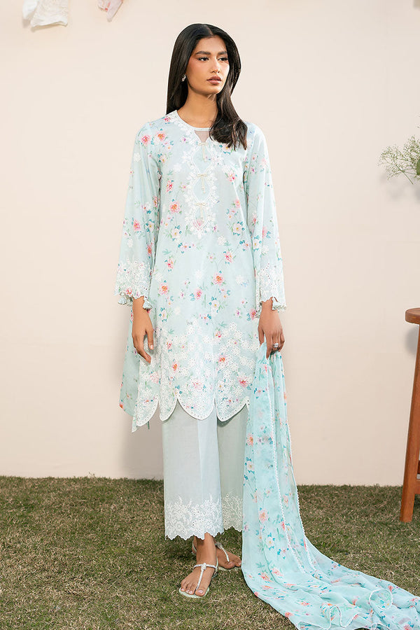 Cross Stitch | Mahiri Lawn 25 | AQUA DEW - by - Libasekhas UK - Registered Vendor of : Maria B - 100% Original Designer Dresss