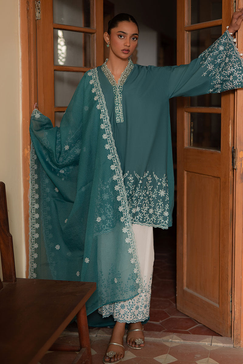 Cross Stitch | Mahiri Lawn 25 | TEAL DREAM - by - Libasekhas UK - Registered Vendor of : Cross Stitch - 100% Original Designer Dresss