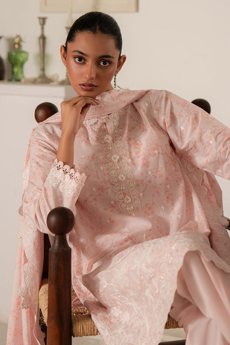 Cross Stitch | Mahiri Lawn 25 | PEACH PEARL - by - Libasekhas UK - Registered Vendor of : Cross Stitch - 100% Original Designer Dresss