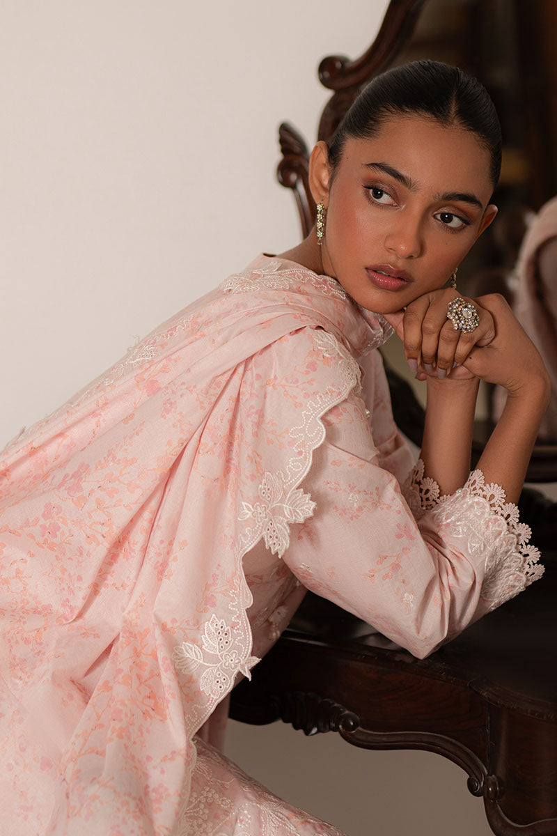 Cross Stitch | Mahiri Lawn 25 | PEACH PEARL - by - Libasekhas UK - Registered Vendor of : Cross Stitch - 100% Original Designer Dresss