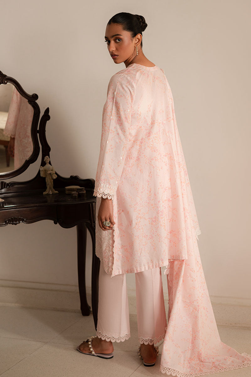 Cross Stitch | Mahiri Lawn 25 | PEACH PEARL - by - Libasekhas UK - Registered Vendor of : Cross Stitch - 100% Original Designer Dresss