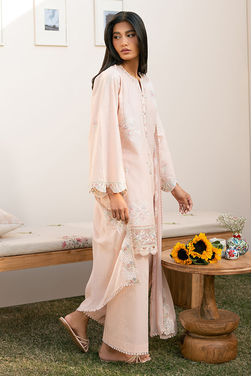 Cross Stitch | Mahiri Lawn 25 | PEACH BLOOM - by - Libasekhas UK - Registered Vendor of : Cross Stitch - 100% Original Designer Dresss