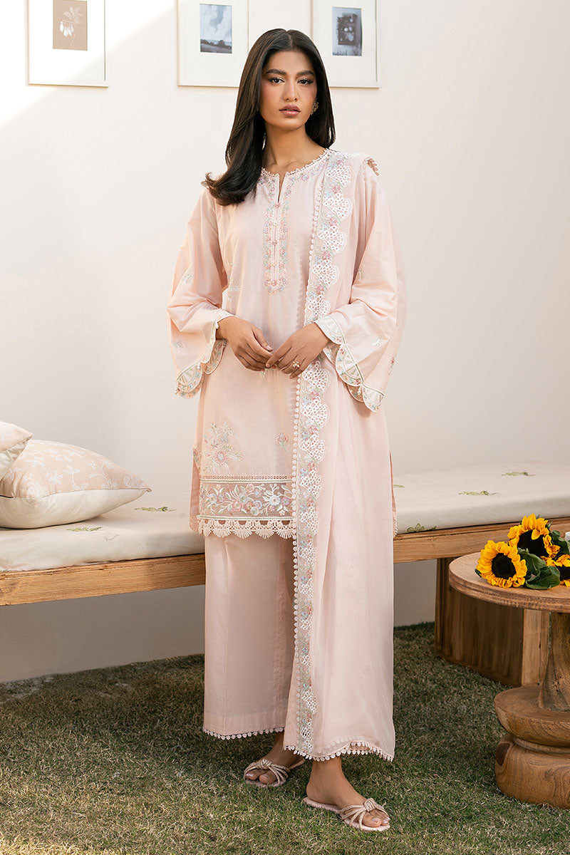 Cross Stitch | Mahiri Lawn 25 | PEACH BLOOM - by - Libasekhas UK - Registered Vendor of : Cross Stitch - 100% Original Designer Dresss