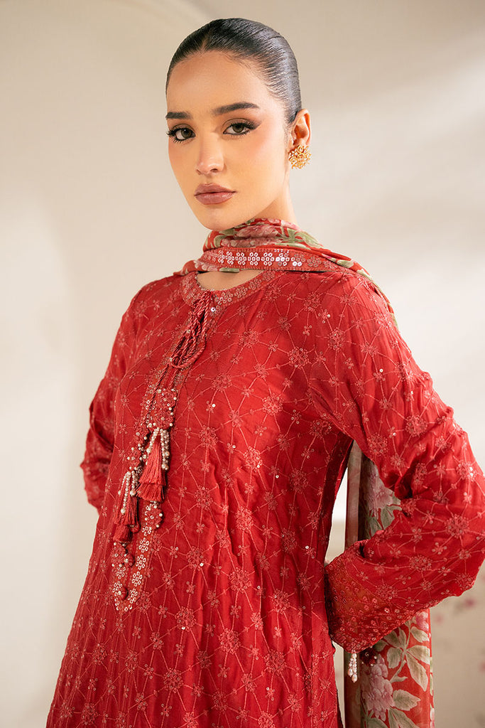 Cross Stitch | Luxe Atelier 25 | VERMILION CARDINAL - by - Libasekhas UK - Registered Vendor of : Cross Stitch - 100% Original Designer Dresss