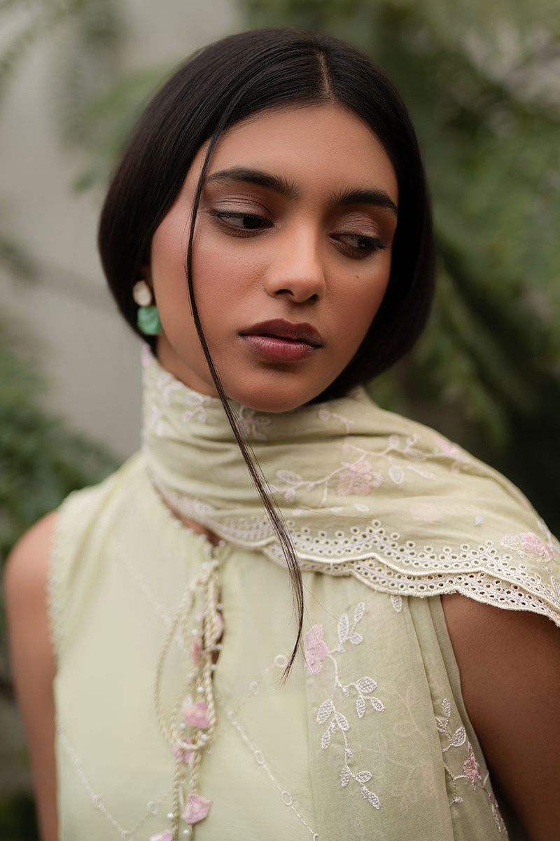 Cross Stitch | Mahiri Lawn 25 | CANARY GREEN - by - Libasekhas UK - Registered Vendor of : Cross Stitch - 100% Original Designer Dresss
