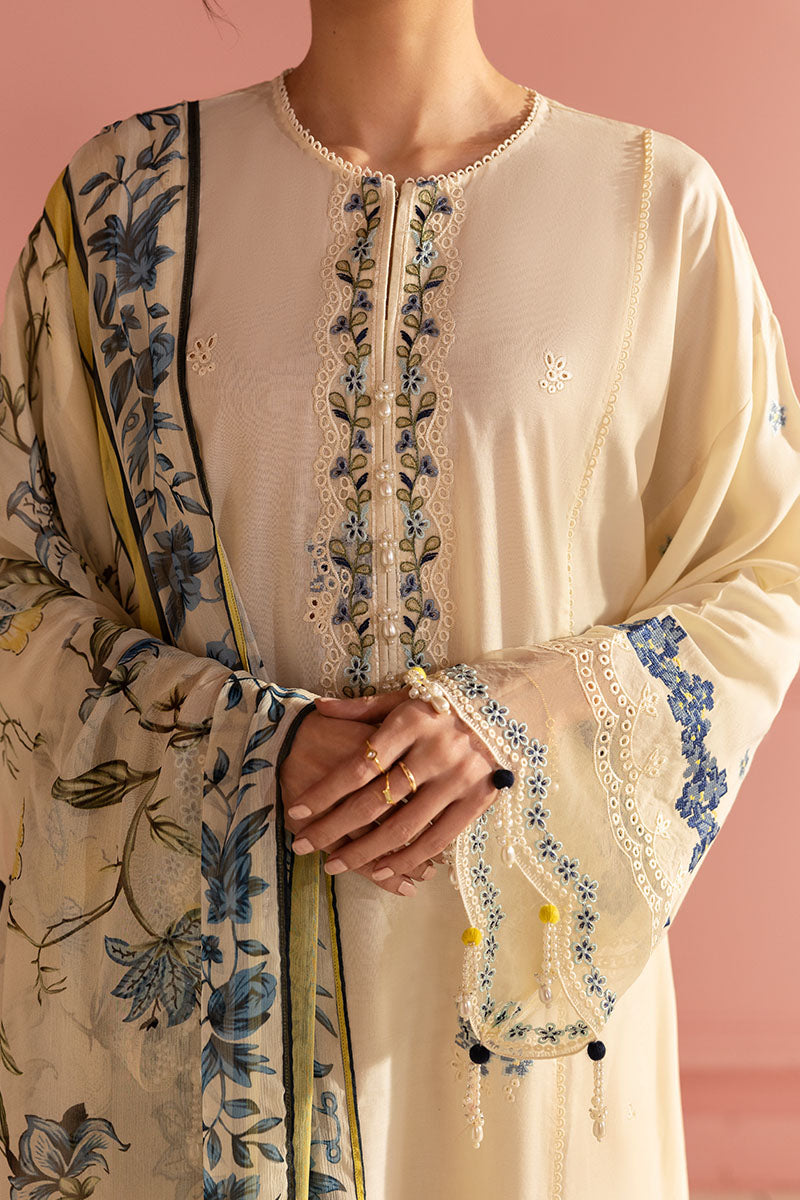 Cross Stitch | Premium Lawn 25 | BLUE ALLURE - by - Libasekhas UK - Registered Vendor of : Cross Stitch - 100% Original Designer Dresss
