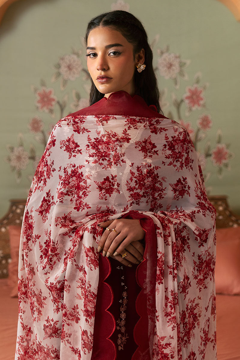 Cross Stitch | Premium Lawn 25 | CRIMSON RED - by - Libasekhas UK - Registered Vendor of : Cross Stitch - 100% Original Designer Dresss