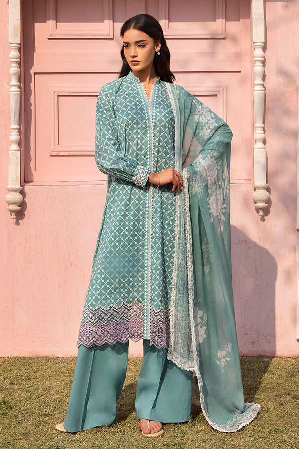 Cross Stitch | Premium Lawn 25 | TEAL GRACE - by - Libasekhas UK - Registered Vendor of : Cross Stitch - 100% Original Designer Dresss