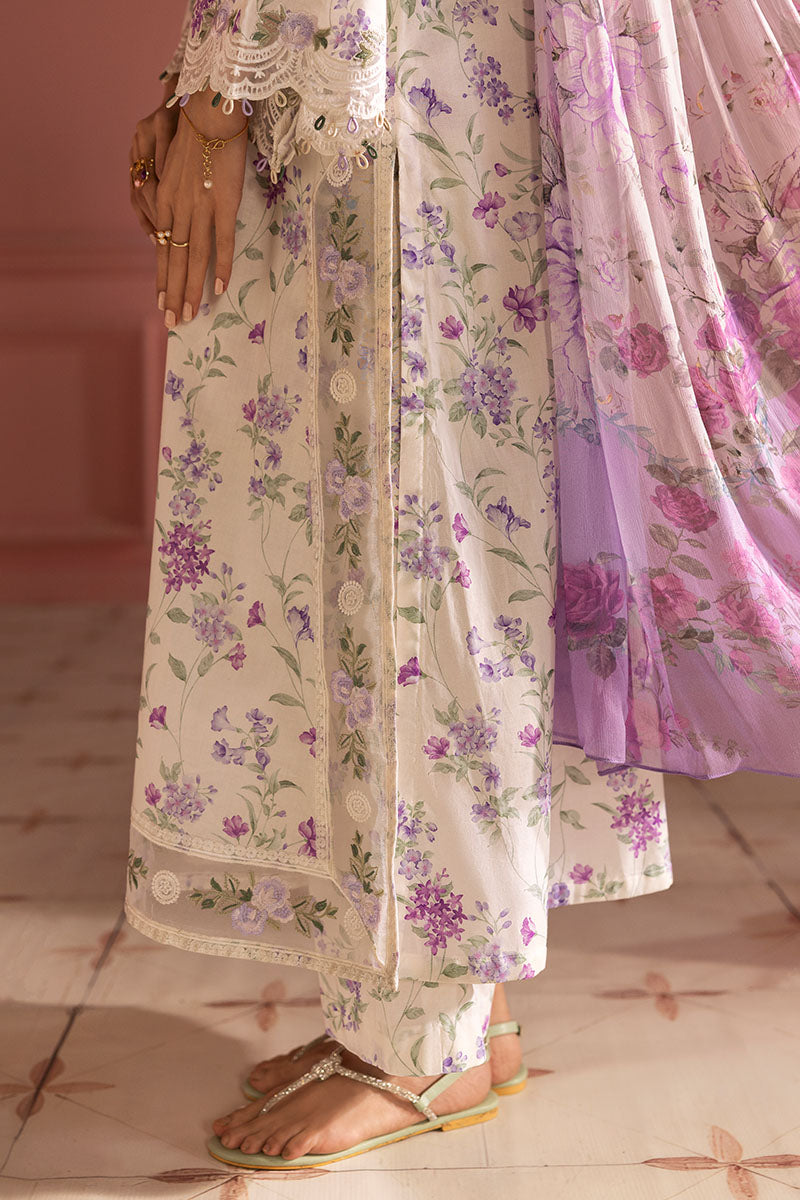 Cross Stitch | Premium Lawn 25 | LILAC BLOOM - by - Libasekhas UK - Registered Vendor of : CRO - 100% Original Designer Dresss