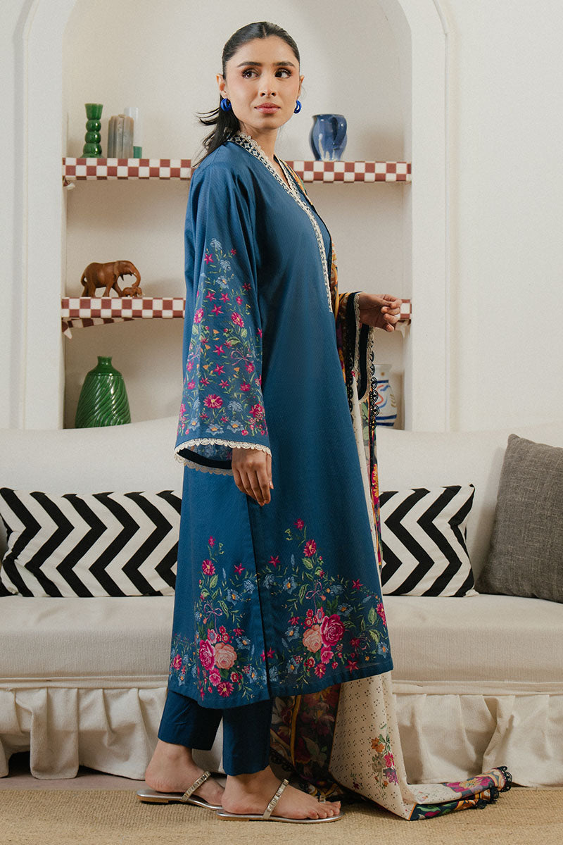 Cross Stitch | Daily Wear 25 | MIDNIGHT TIDE-3 - by - Libasekhas UK - Registered Vendor of : Cross Stitch - 100% Original Designer Dresss