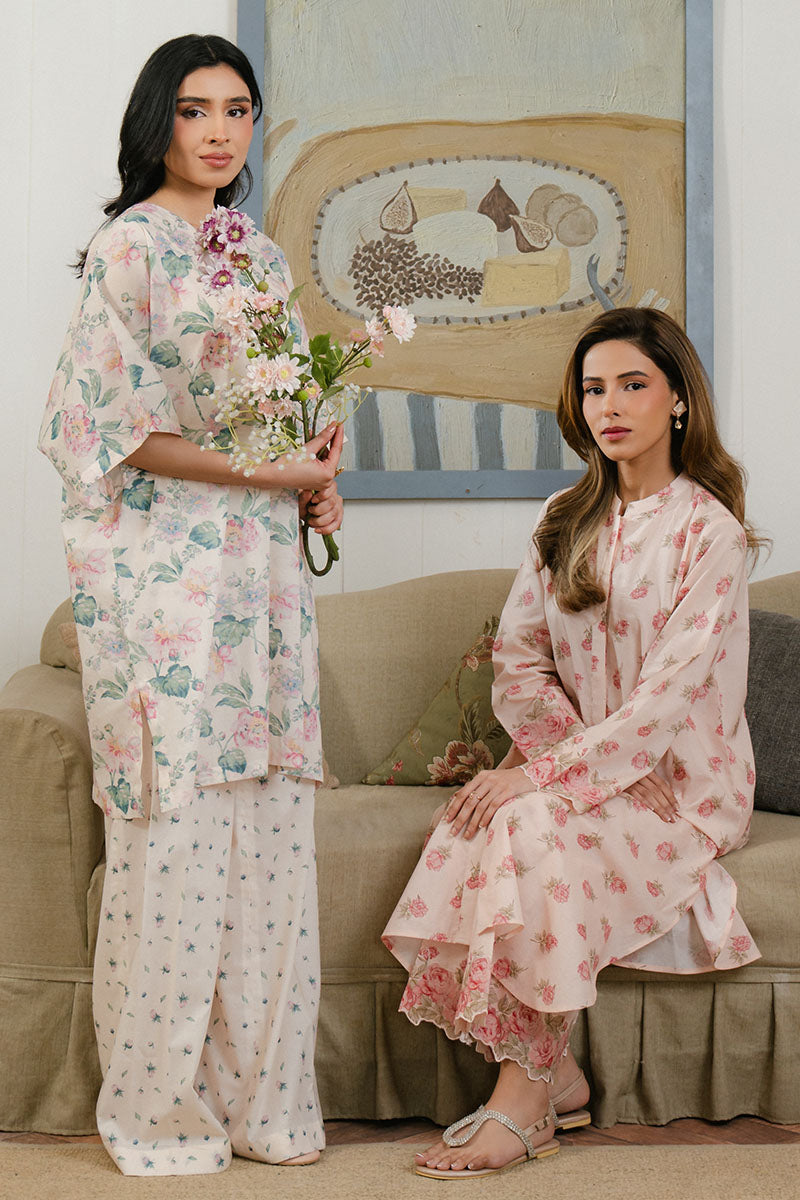 Cross Stitch | Daily Wear 25 | PEACH DUST-2 PC - by - Libasekhas UK - Registered Vendor of : Cross Stitch - 100% Original Designer Dresss