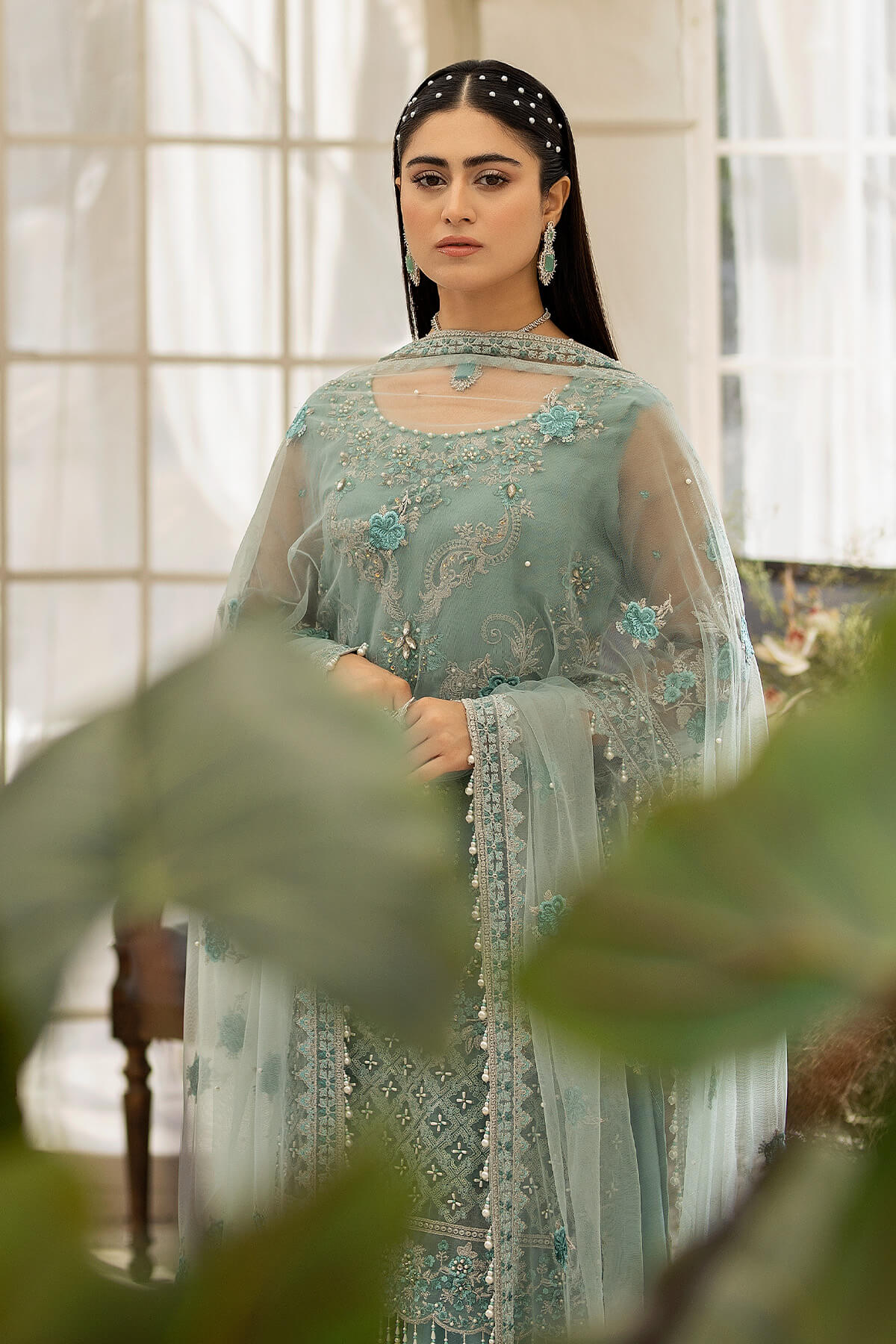 Raeesa Premium | Dehleez Formals | DL-1013 Caribbean Coast - by - Libasekhas UK - Registered Vendor of : Raeesa Premium - 100% Original Designer Dresss