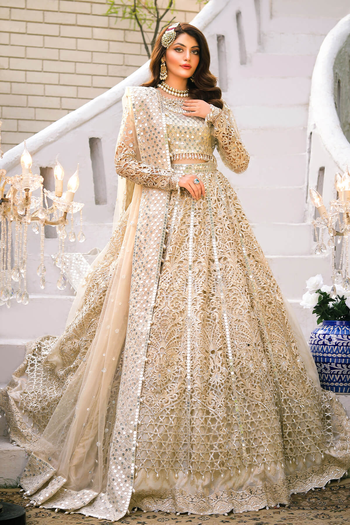 Raeesa Premium | Wajadan Wedding Formals |  WD-1 Pearl White - by - Libasekhas UK - Registered Vendor of : Raeesa Premium - 100% Original Designer Dresss