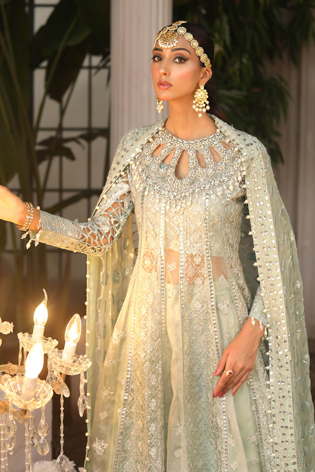 Raeesa Premium | Wajadan Wedding Formals | WD-2 Pea Green - by - Libasekhas UK - Registered Vendor of : Raeesa Premium - 100% Original Designer Dresss