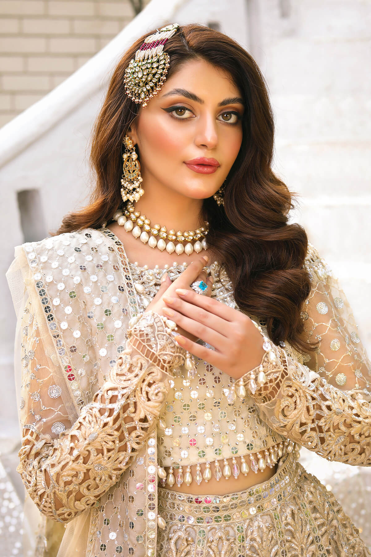 Raeesa Premium | Wajadan Wedding Formals |  WD-1 Pearl White - by - Libasekhas UK - Registered Vendor of : Raeesa Premium - 100% Original Designer Dresss