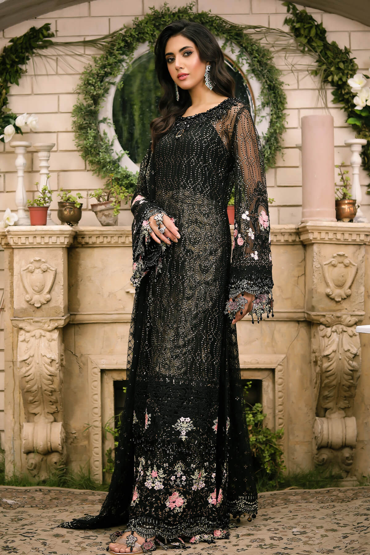 Raeesa Premium | Wajadan Wedding Formals | WD-3 Metal Black - by - Libasekhas UK - Registered Vendor of : Raeesa Premium - 100% Original Designer Dresss