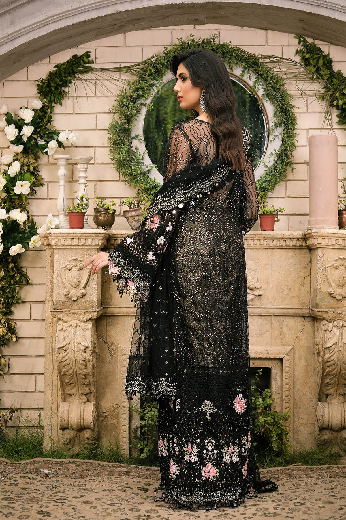 Raeesa Premium | Wajadan Wedding Formals | WD-3 Metal Black - by - Libasekhas UK - Registered Vendor of : Raeesa Premium - 100% Original Designer Dresss