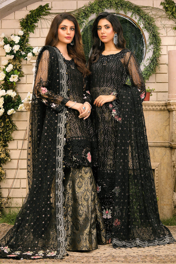 Raeesa Premium | Wajadan Wedding Formals | WD-3 Metal Black - by - Libasekhas UK - Registered Vendor of : Raeesa Premium - 100% Original Designer Dresss
