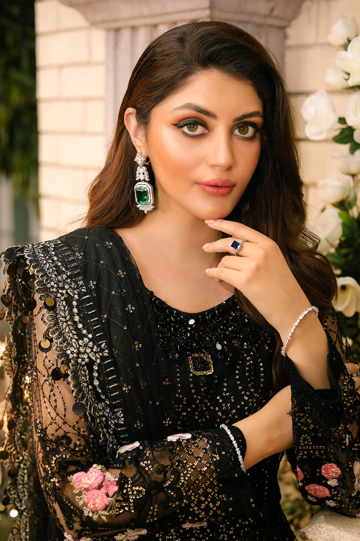 Raeesa Premium | Wajadan Wedding Formals | WD-3 Metal Black - by - Libasekhas UK - Registered Vendor of : Raeesa Premium - 100% Original Designer Dresss