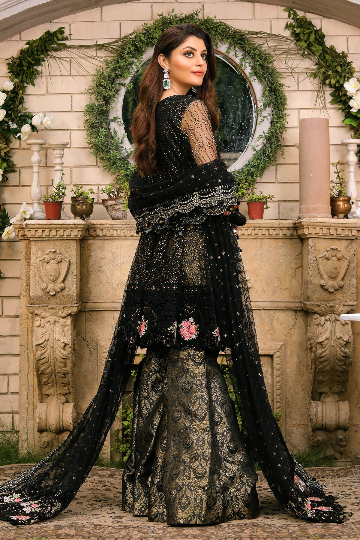 Raeesa Premium | Wajadan Wedding Formals | WD-3 Metal Black - by - Libasekhas UK - Registered Vendor of : Raeesa Premium - 100% Original Designer Dresss