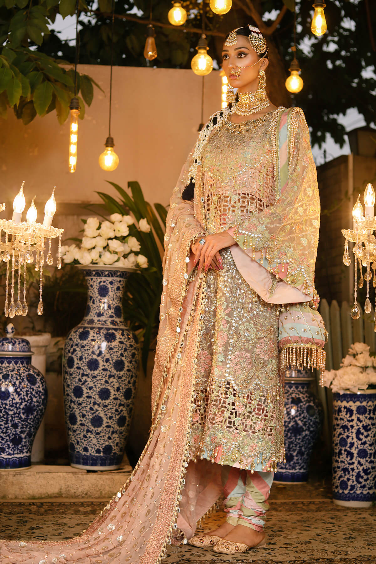 Raeesa Premium | Wajadan Wedding Formals | WD-6 Powder Peach - by - Libasekhas UK - Registered Vendor of : Raeesa Premium - 100% Original Designer Dresss